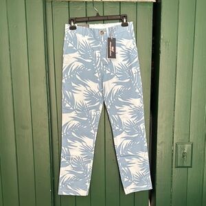 Vineyard Vines Boy’s Blue and White Leaf Print Pants